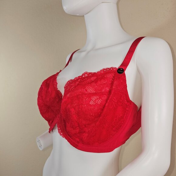 NWT Ann Summers Red Lace Unpadded Bra Full Cup Size 42DD UK, 42D US - Picture 2 of 7
